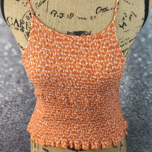 Paper Crane Tops - Paper Crain Spagetti Strap Boho Cottage Core Floral Print Shirred Tank Top